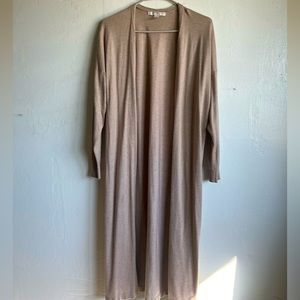 Forever 21, passed knee length, tan/cream cardigan. Size small